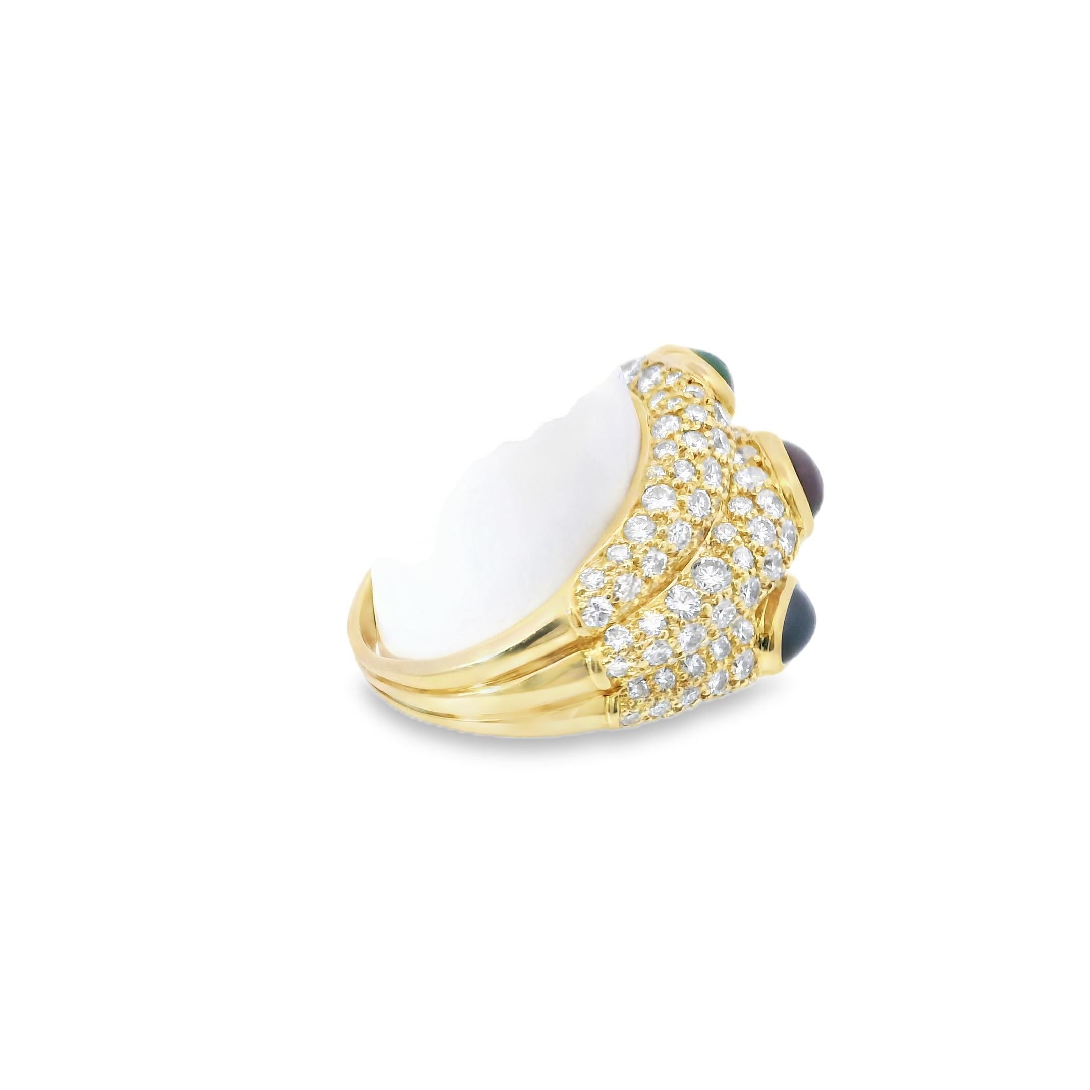 18K Cartier Diamant Rubin Smaragd Saphir Ring im Zustand „Gut“ im Angebot in New York, NY