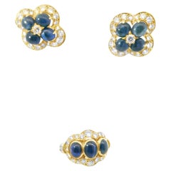Suite Cartier 1980 con zaffiro e diamante cabochon in oro 18 carati