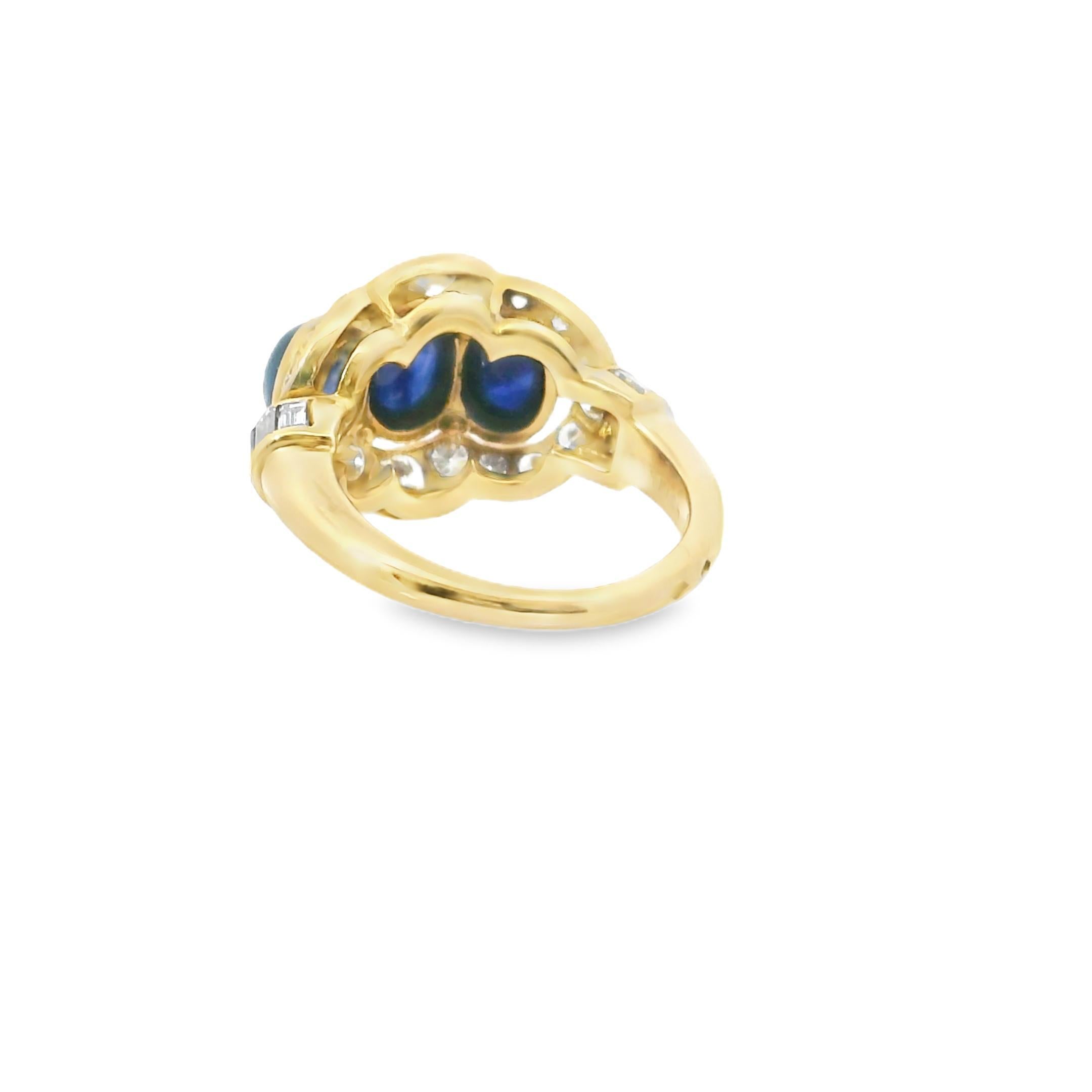 Suite Cartier 1980 con zaffiro e diamante cabochon in oro 18 carati in vendita 3