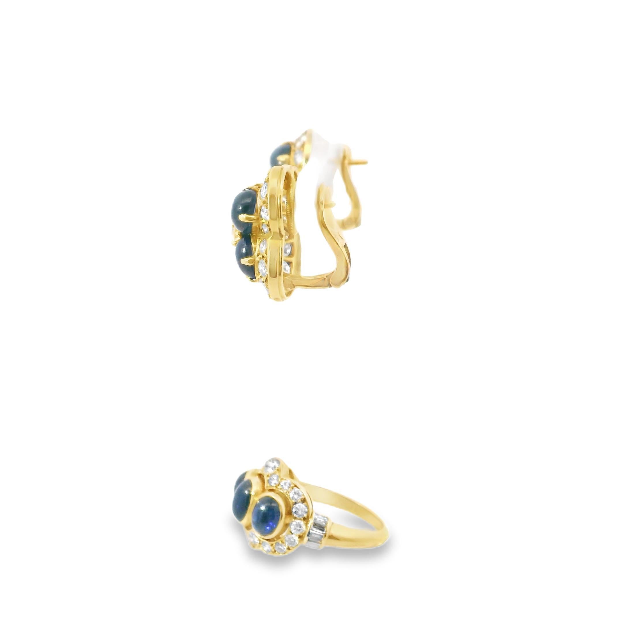 Suite Cartier 1980 con zaffiro e diamante cabochon in oro 18 carati in vendita 7