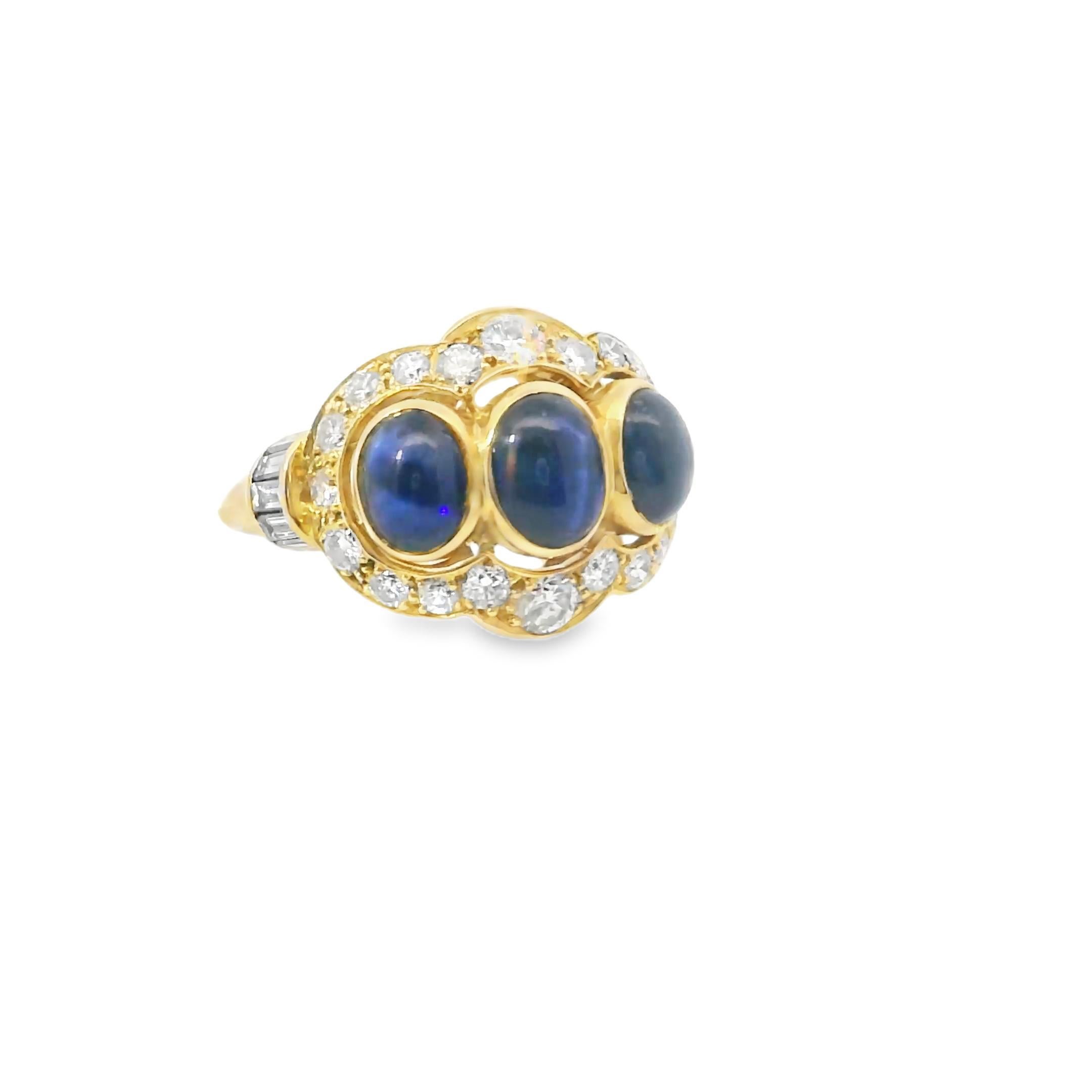 Suite Cartier 1980 con zaffiro e diamante cabochon in oro 18 carati in vendita 1