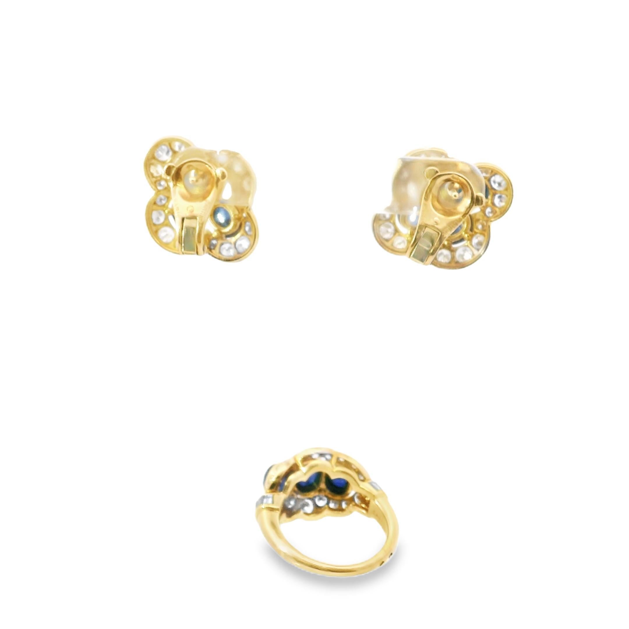 Suite Cartier 1980 con zaffiro e diamante cabochon in oro 18 carati in vendita 5