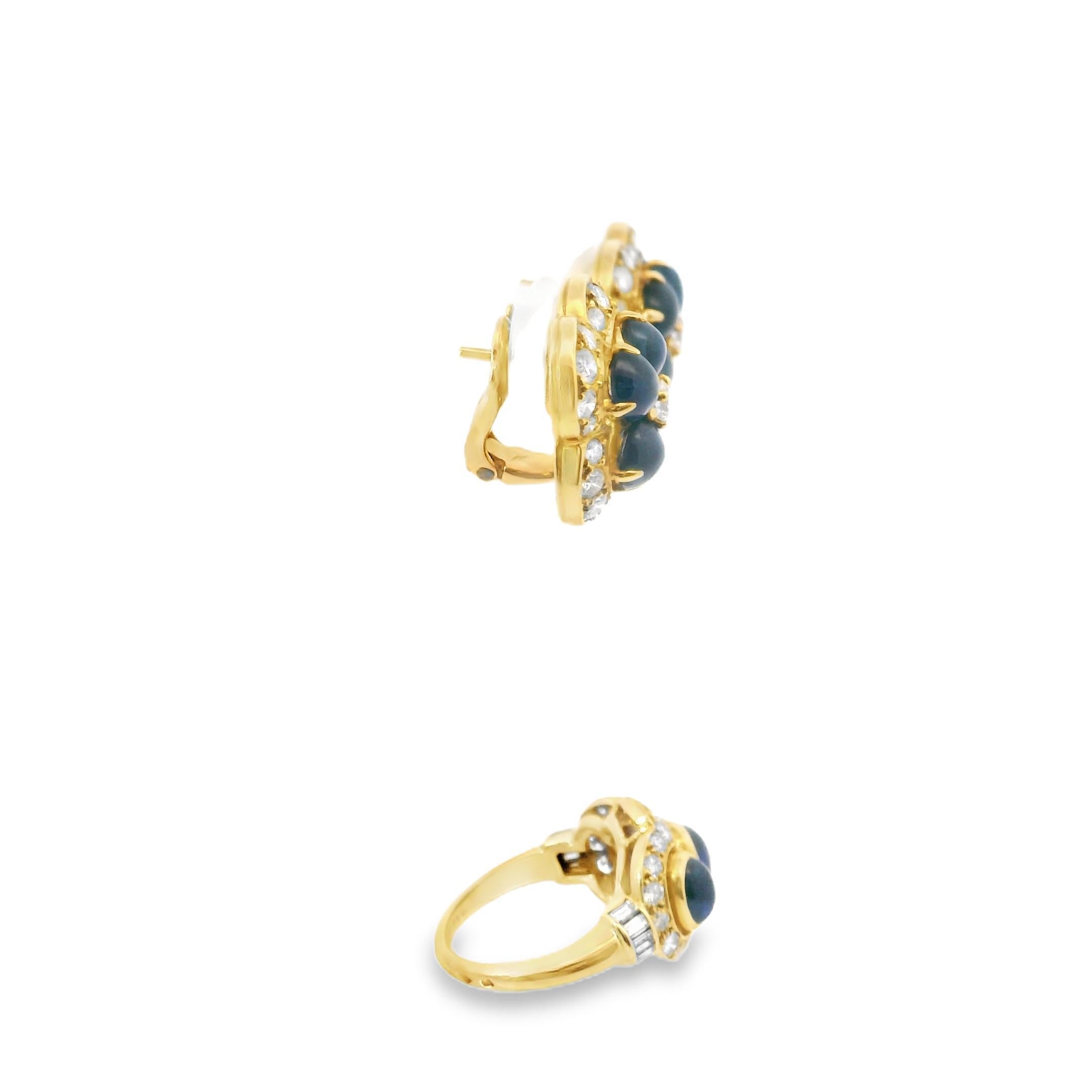 Suite Cartier 1980 con zaffiro e diamante cabochon in oro 18 carati in vendita 6