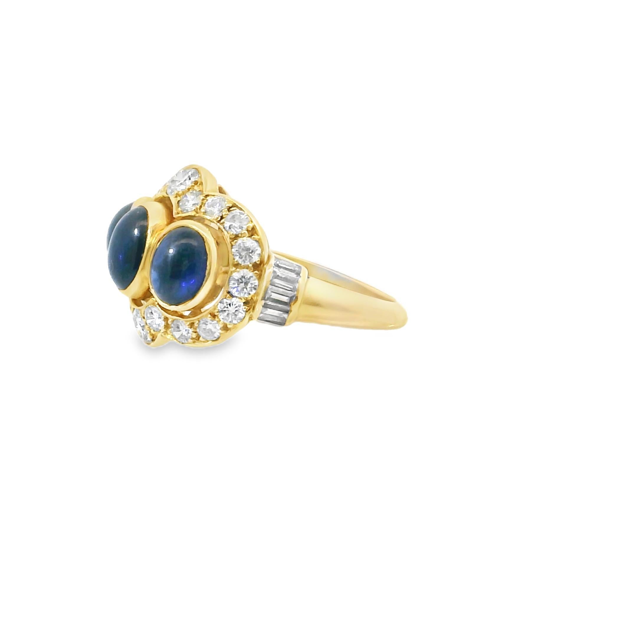 Suite Cartier 1980 con zaffiro e diamante cabochon in oro 18 carati in vendita 2