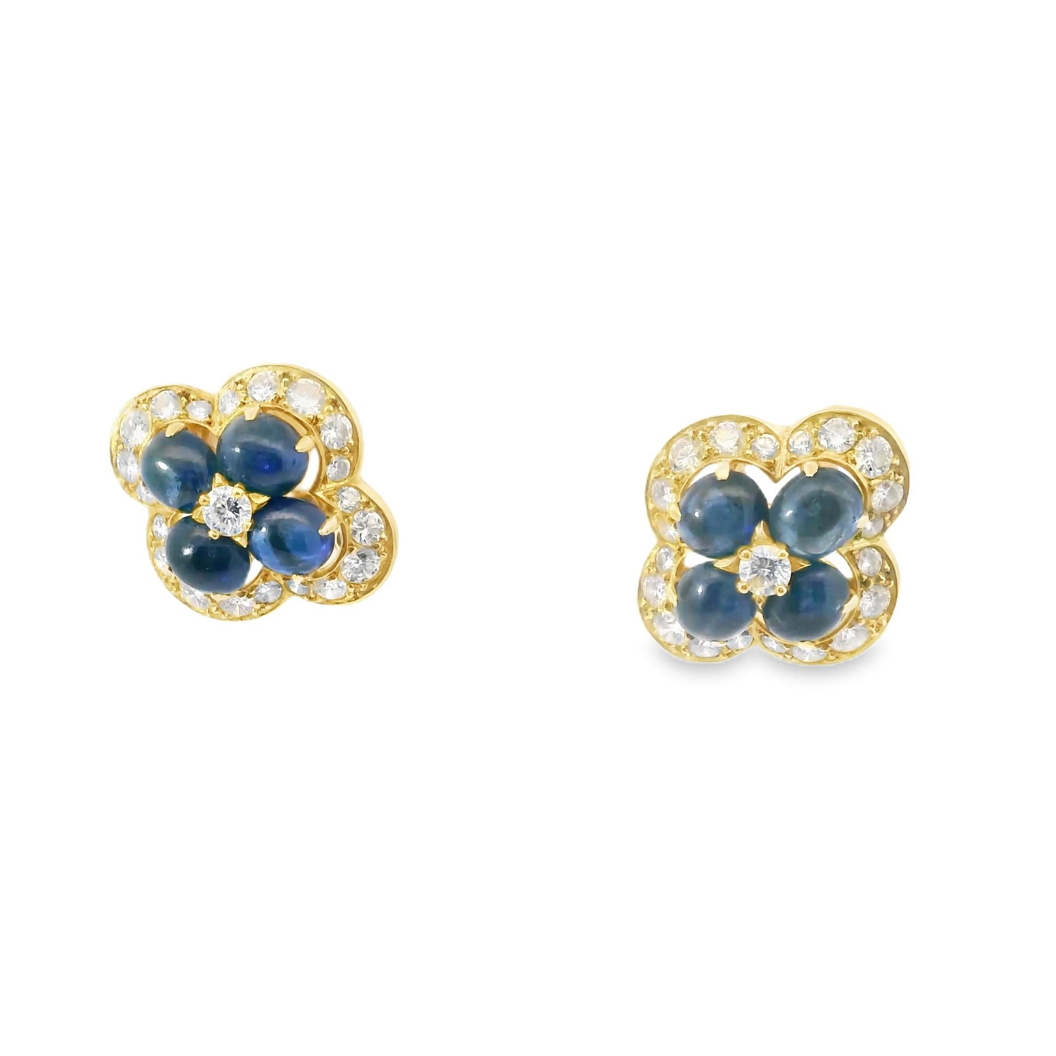 Suite Cartier 1980 con zaffiro e diamante cabochon in oro 18 carati In condizioni buone in vendita a New York, NY