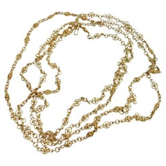 Longue chaîne victorienne française en or jaune 18 carats
