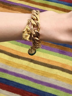 1970s Italian 18k Yellow Gold Gourmette Charm Bracelet