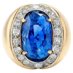 8.65-Carat Ceylon Sapphire and Diamond Gold Ring