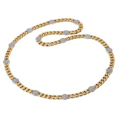 Collana Bulgari con catena a maglie lunghe a catena a grani in oro 18 carati, anni '60