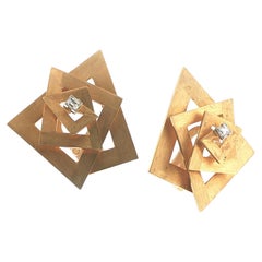 Orecchini con diamanti geometrici di Marianne Ostier in oro 18 carati, intorno al 1960