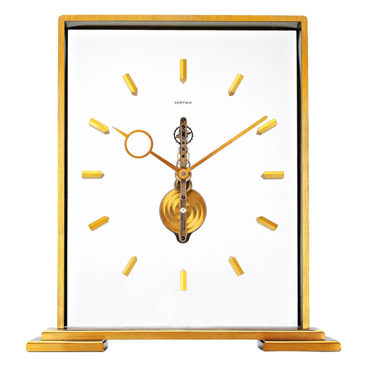 1950s Cartier LeCoultre Skeleton Mantel Clock 