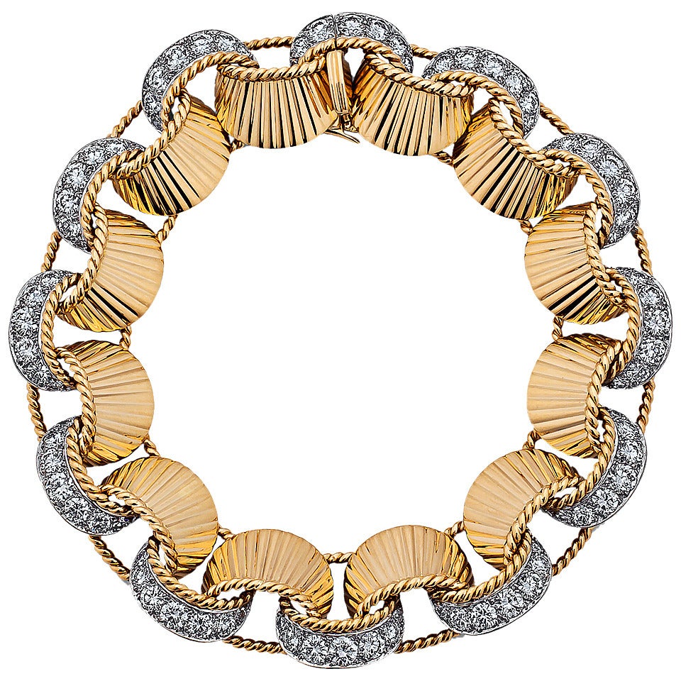 Cartier Retro Diamond Gold Ribbon Bracelet
