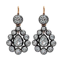 Boucles d'oreilles anglaises Victorian Diamond Silver Gold Drop Earrings