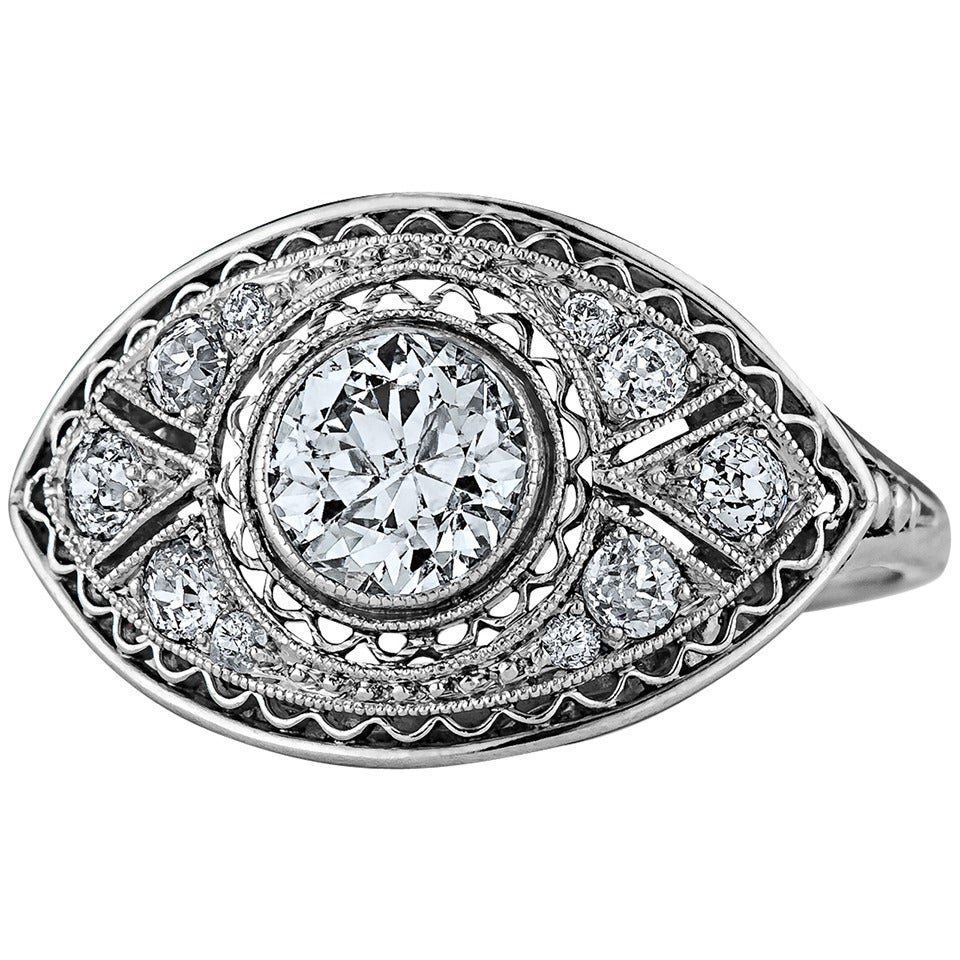 Bailey Banks & Biddle Art Deco Diamond Platinum Engagement Ring