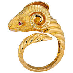 Lalaounis Ram's Head Gold Ring