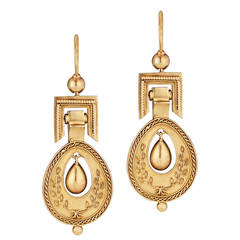 Antique Victorian Etruscan Gold Earrings