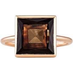 Brown Square Cut Diamond Rose Gold Ring