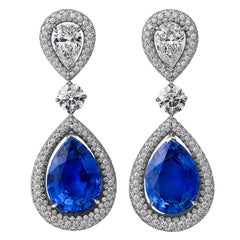Steven Fox Sapphire Diamond Platinum Drop Earrings
