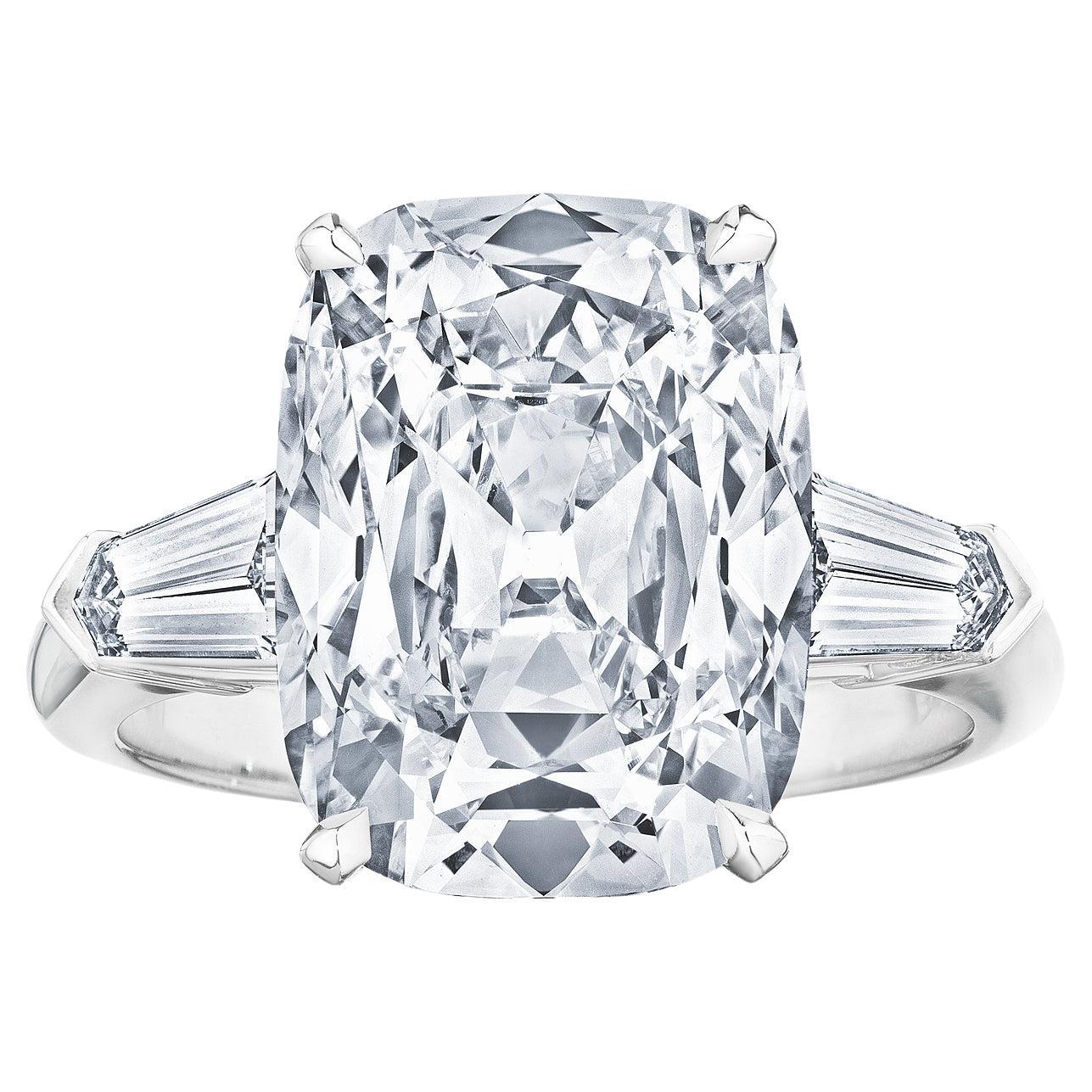 6.53 Carat Cushion Brilliant Type 1aB Platinum Diamond Vintage Engagement Ring