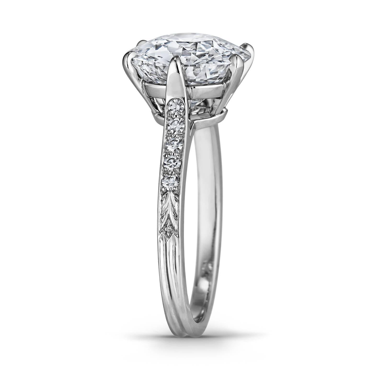 The circle shape suggests infinite love, unity, and complete harmony with no end, and this round Art Deco European Brilliant cut diamond engagement ring will bless the wearer with those priceless gifts.  Cut in 1926, this graceful and feminine 3.69