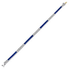 Tiffany & Co. Art Deco Sapphire Diamond Platinum Line Bracelet