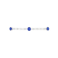 Cartier Georges L'Enfant Art Deco Natural Cabochon Sapphire Platinum Bracelet