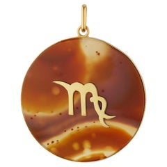 Cartier Vintage 18K Yellow Gold Virgo Agate Pendant, Circa 1970-75