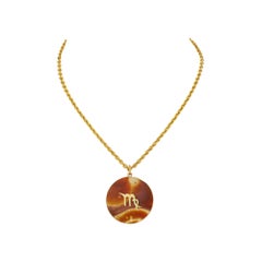 Cartier Vintage 18K Yellow Gold Virgo Agate Pendant, Circa 1970-75