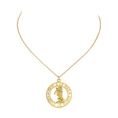 Cartier Paris Vintage Gold Diamond French Poodle Pierced Disc Pendant Necklace
