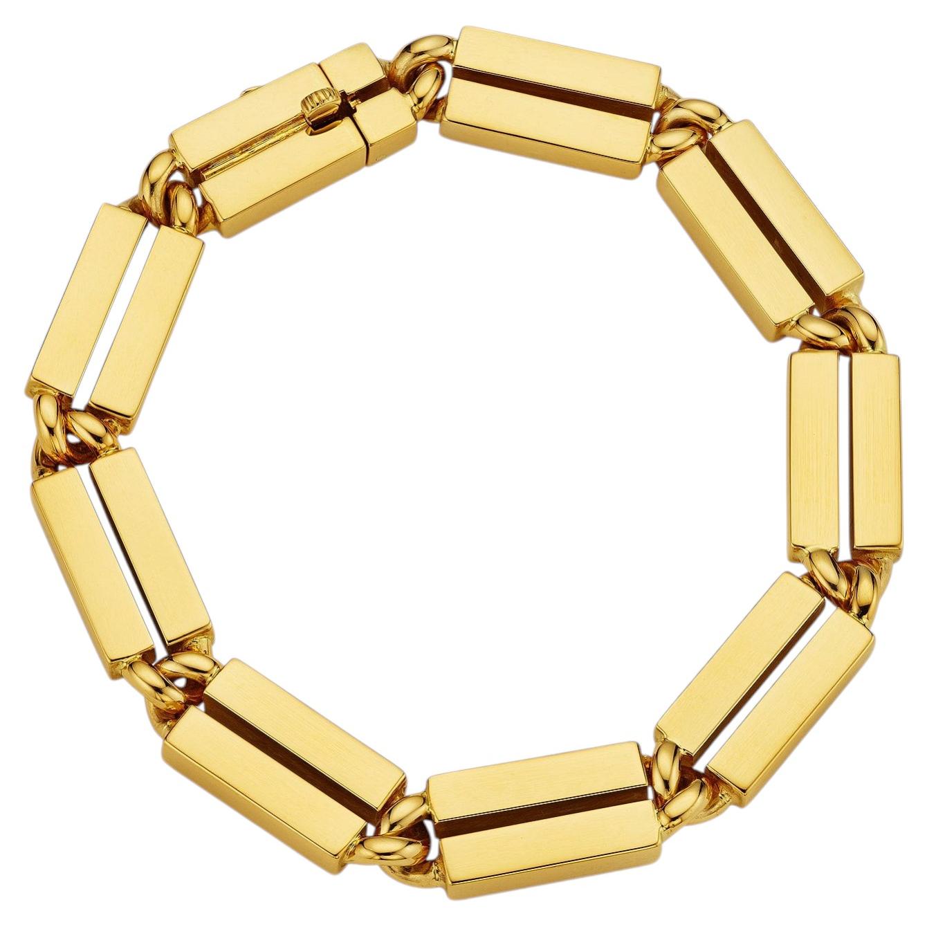 Van Cleef & Arpels Georges L'Enfant Rectangular Link Gold Vintage Bracelet For Sale