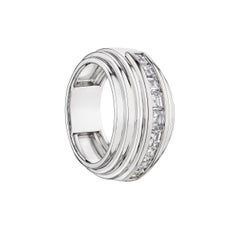 Van Cleef & Arpels Diamond Platinum Mid-Century Dome Band Ring