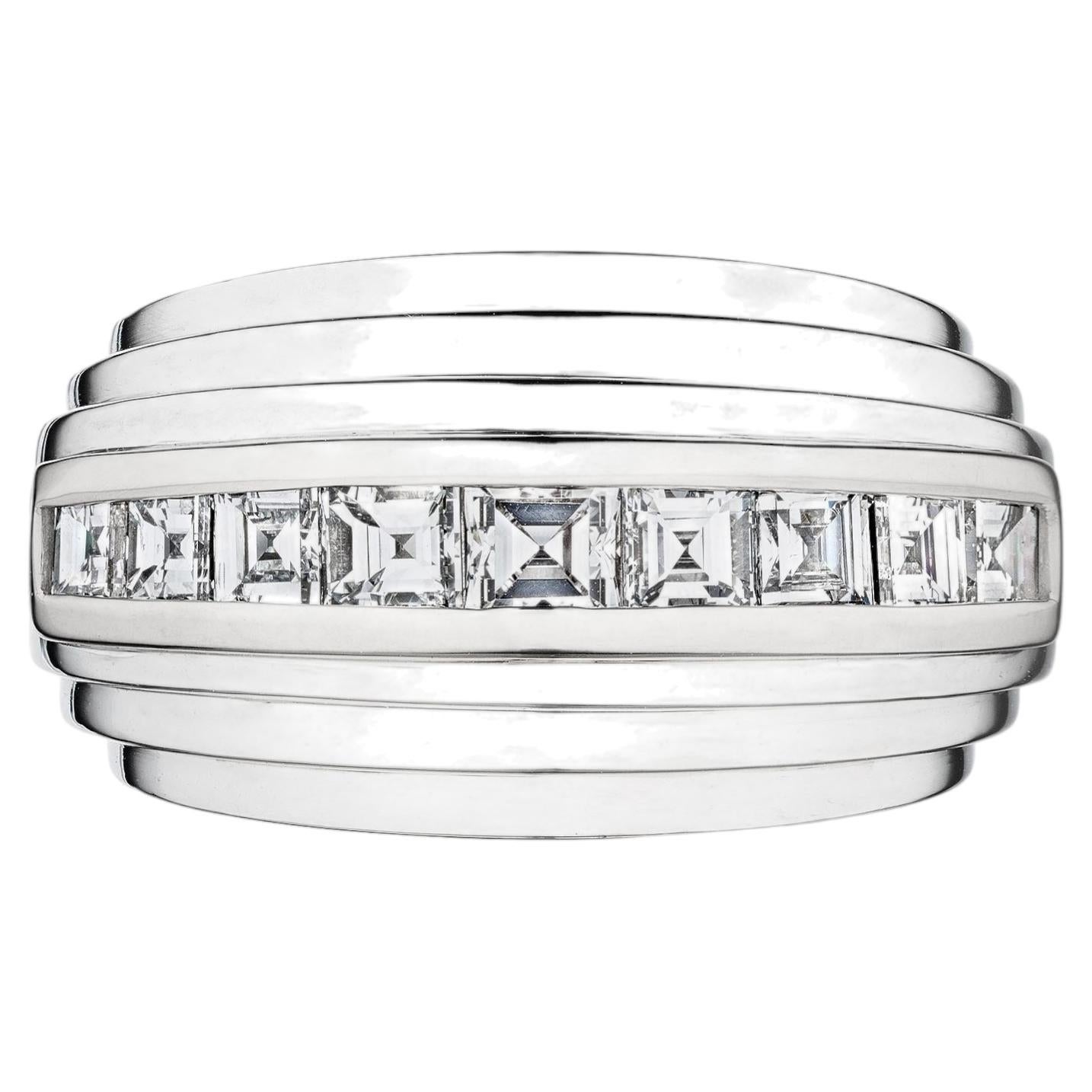 Van Cleef & Arpels Diamant Platin Mid-Century Dome Band Ring im Angebot