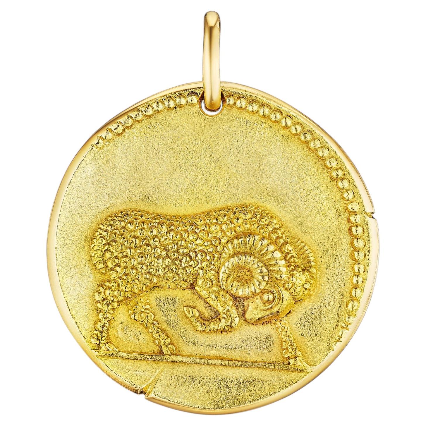 Van Cleef & Arpels Paris Georges L'Enfant : grand pendentif en or représentant le signe du Bélier