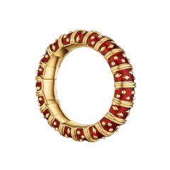Jean Schlumberger Tiffany & Co. Red Paillonne Enamel Gold Vintage Bracelet