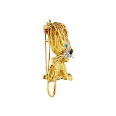 Van Cleef & Arpels Paris Vintage Diamond Emerald Gold Large Lion Brooch