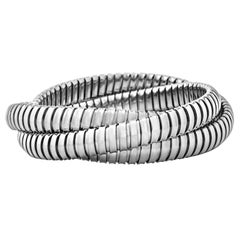 Bracelet à trois brins en argent sterling fait à la main avec des tubogas de 9 mm de diamètre