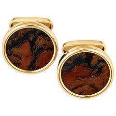 Moss Agate and Gold Cufflinks