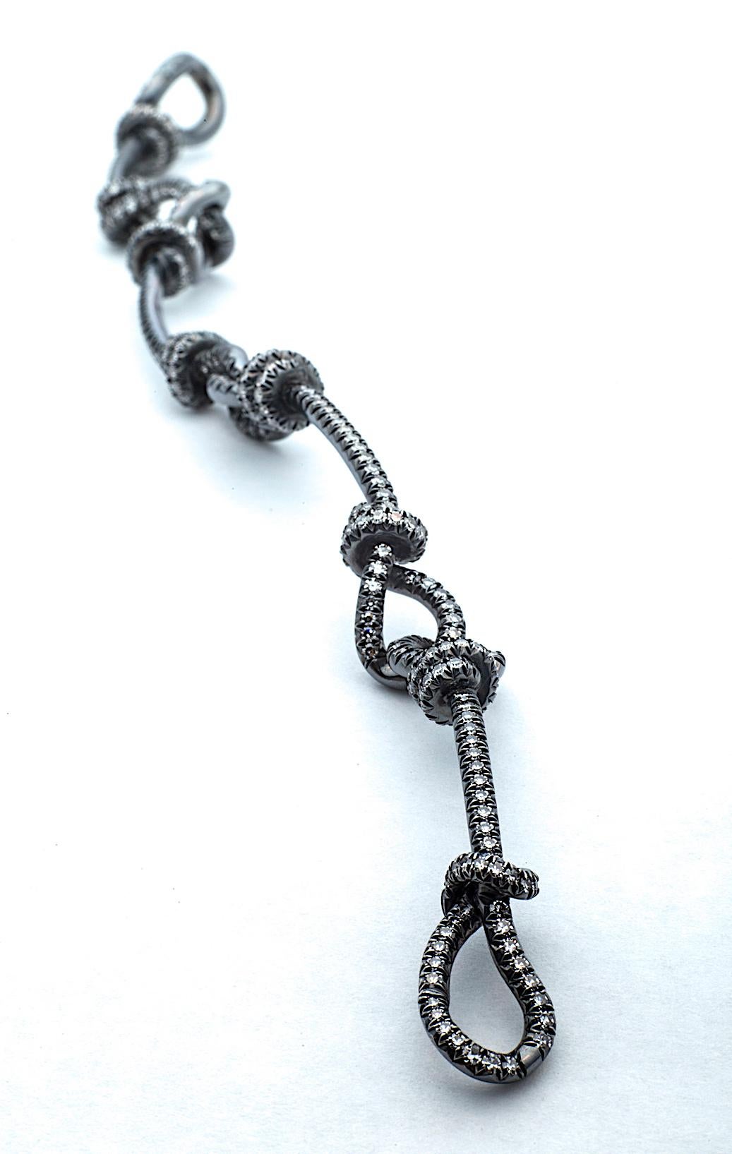 Women's or Men's Diamond Platinum Love Knot Bracelet
