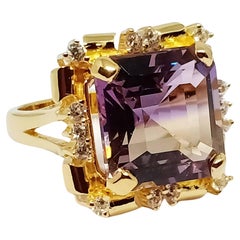 (Big ring)Ametrine Ring(12.79cts) sterling silver on 18K Gold Plated.