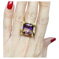 Vintage (15.89cts)Ametrine Ring sterling silver on 18K Gold Plated.