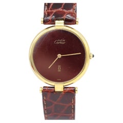 Cartier Must de Cartier Ronde Vendome Vermeil 1990s Red Dial