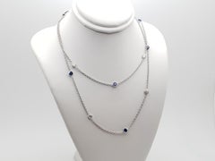 Diamond Sapphire By The Yard 18K White Gold Necklace