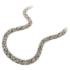 Heavy Sterling Silver Byzantine Link Chain Necklace