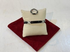 Tiffany & Co. Signature X Sterling Silver Black Enamel Bangle Ring Set