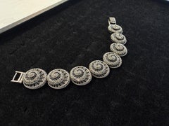 Pulsera vintage de plata de ley 925 con marcasita y diseño en espiral