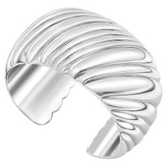 Vintage Tiffany & Co. Bracelet manchette en argent sterling à larges nervures en spirale