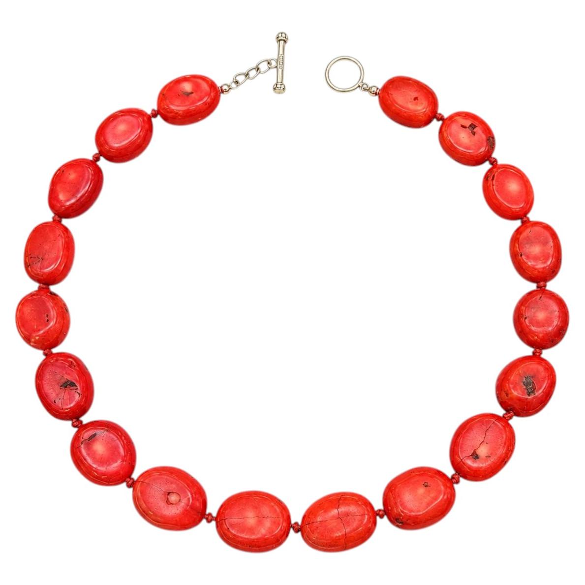 Collana a fili in argento sterling con corallo rosso vintage