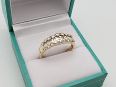18K Yellow Gold 2.00 CT Natural Baguette & Round Cut Diamond Band Ring