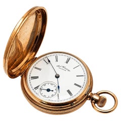 Antique 1887 American Waltham Gold-Filled Floral Full Hunter Pocket Watch