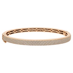 3.50 CT Diamond Pavé 18K Rose Gold Hinged Bangle Bracelet